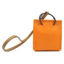 Hermès Hermes Orange Shopping Bag Milo Lambskin Swift Mini Charm