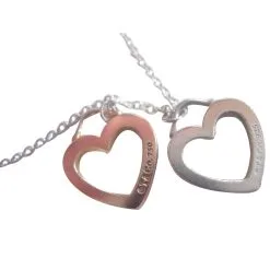 Tiffany & Co. Tiffany & Co Collier Pendentif Double Cœurs En Argent Massif 925 Et Or Jaune 750/000 Argenté Doré