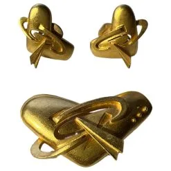 Boucles D'oreilles & Broche Christian Lacroix - Vintage 90S Doré