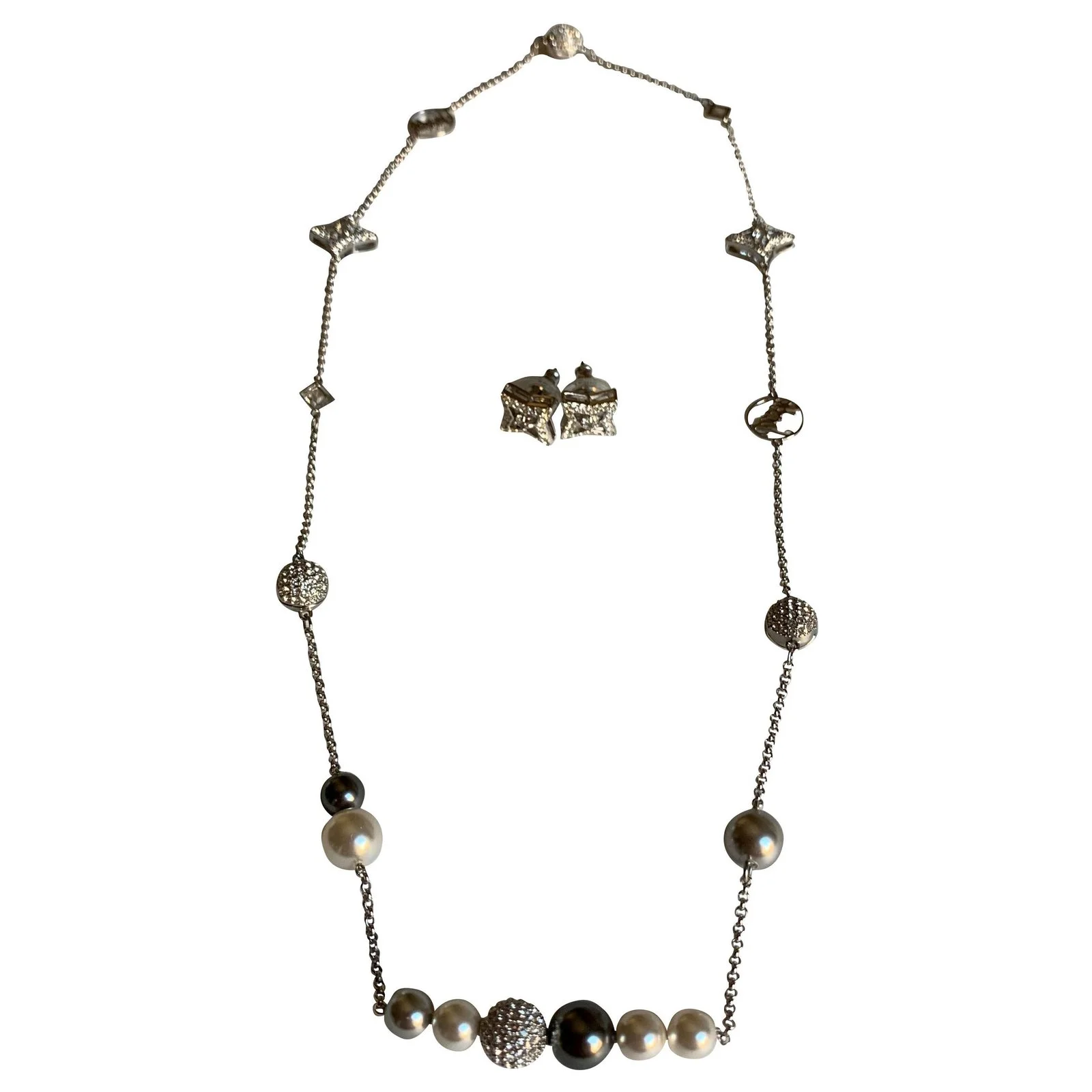 Swarovski Ensemble De Cristal Plaqué Argent Bijouterie Argentée 1 Swarovski Ensemble De Cristal Plaqué Argent Bijouterie Argentée