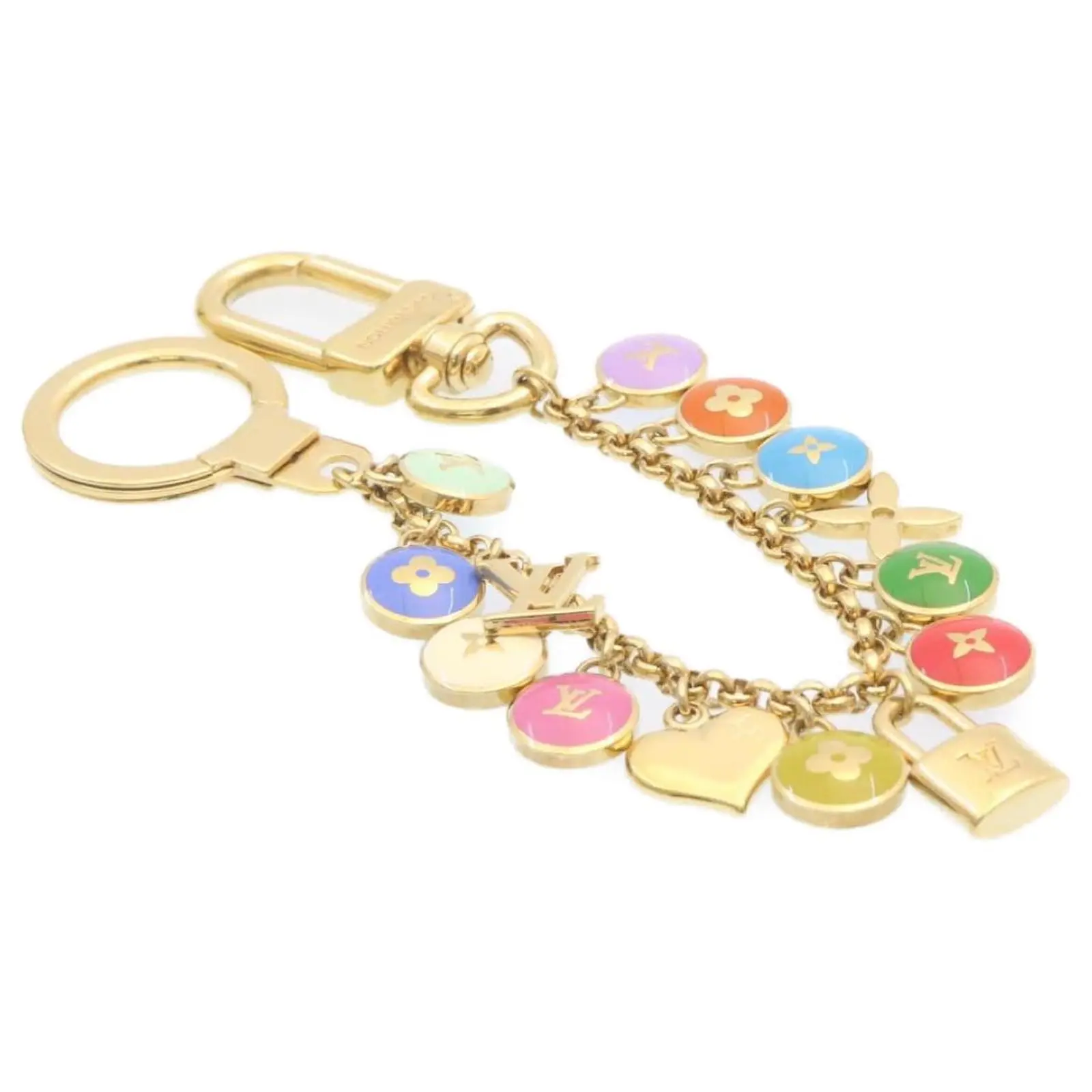 LOUIS VUITTON Porte Cles Chainne Pastilles Charm Multicolore M65380 Auth Yk2431 Doré 1 LOUIS VUITTON Porte Cles Chainne Pastilles Charm Multicolore M65380 Auth Yk2431 Doré