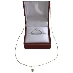 Djula Pendentif Et Chaine Solitaire. Bague Solitaire Argenté