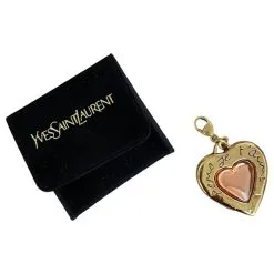Pendentif « Coeur » Yves Saint Laurent 80s Métal Doré Et Résine Orange