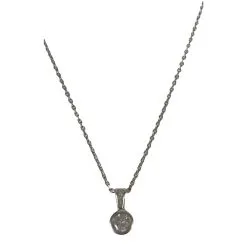 Autre Marque Pendentif Diamant Et Chaîne Or Blanc Argenté