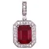 Autre Marque Pendentif Rubis Central Entourage De Diamants Or Blanc 750%o Rouge Bijouterie Argentée