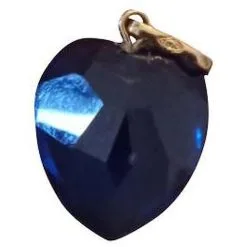 Vintage Pendentif Saphir Et Or Massif Doré Bleu Foncé