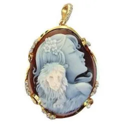 Autre Marque Camée Original Lion Et Femme Marron Blanc