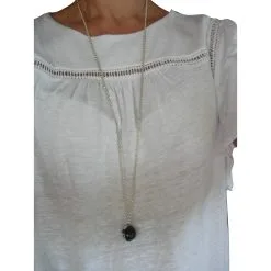 Sautoir Gucci Boule En Argent Massif 925 Et Onyx Argenté