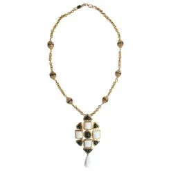 Chanel Sautoir Iconique Croix Noir Blanc Doré