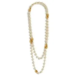 Chanel 90S MAXI PEARLS AND MEDALLION Doré