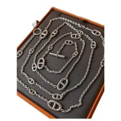 Hermès Farandole 160 Cm Long Collier Argent 925 Boîte Tout Neuf Bijouterie Argentée